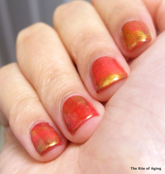 Plastic Bag Marble Nail Art - Red Coat Tuesday | The Rite of Aging