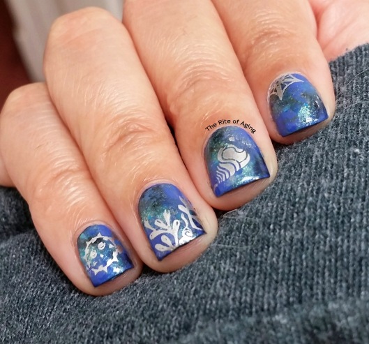 #OMD3NAILS - Ocean Watercolor and Stamping Nail Art | The Rite of Aging
