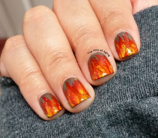 #OMD3NAILS - Freehand Flames Nail Art | The Rite of Aging