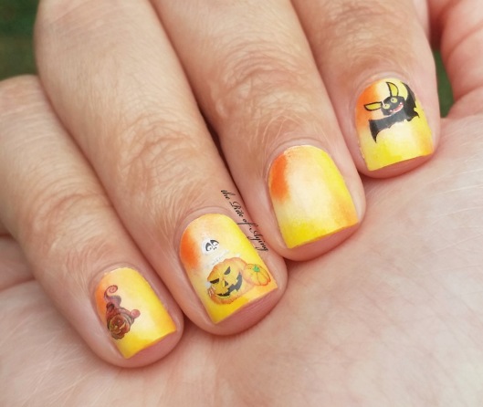 Candy Corn Sponging and Decals Nail Art | The Rite of Aging