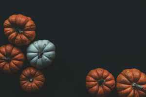 orange and blue pumpkins